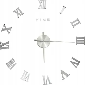 Hodiny Velké 3D nástěnné hodiny stříbrné, průměr 100 cm