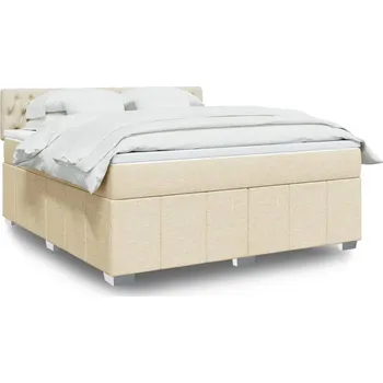 Postel vidaXL Box spring postel s matrací 180x200 cm textil [3289455] Barva: krémová
