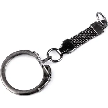 Náramek Přívěsek na klíče s karabinou a poutkem, malé, 4 nikl černý