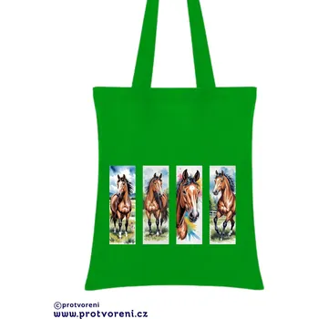 Taška s potiskem Textilní taška, KONĚ mix 2, 41x37cm, mix barev, 1 ks Vyberte si barvu ZDE:: zelená