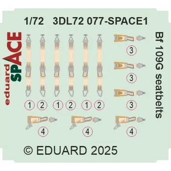 Plastikový model 1/72 Bf 109G seatbelts SPACE