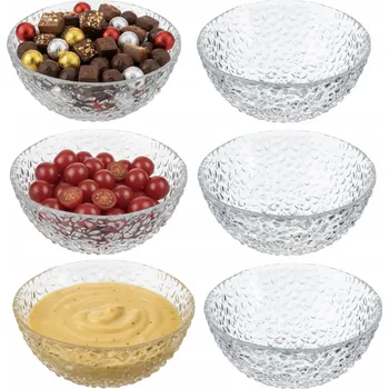 Skleněné misky na salát 12 cm na svačinu, dipy, malé misky 6 ks Marble
