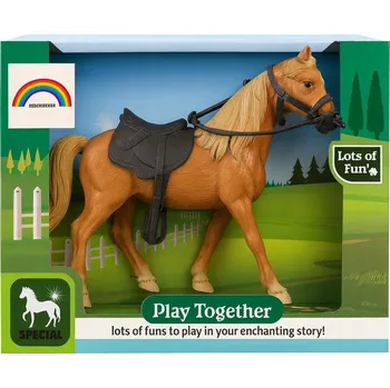 Figurka Kůň se sedlem a uzdou v krabici 20 cm