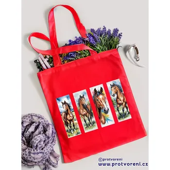 Taška s potiskem Textilní taška, KONĚ mix 2, 41x37cm, mix barev, 1 ks Vyberte si barvu ZDE:: červená