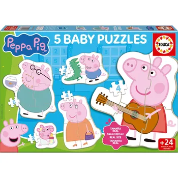 Puzzle EDUCA Baby puzzle Prasátko Peppa 5v1 II (2-5 dílků)
