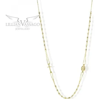 Náhrdelník Lillian Vassago Zlatý zdobený růženec s křížkem a madonkou, náhrdelník LLV31-GN002RZ