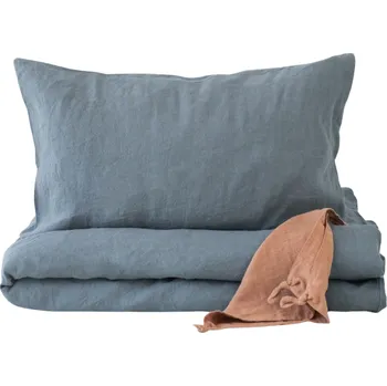 Povlečení Linen Tales Dětské lněné povlečení - modrá barva-140x200 / 50x70 cm