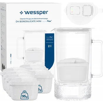 Filtrační konvice Filtrační konvice skleněná Wessper D4 BOROSILICATE MINI FF WH + 8x filtr