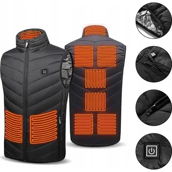 Pánská vesta TEPLÁ VYHŘÍVANÁ VESTA 9 ZÓN TOPENÍ 3 ÚROVNĚ TEPLOTY USB VODĚODOLNÁ