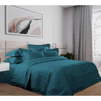 Povlečení Povlečení LUX Premium 100% Bavlna – 4 díly Ink Blue s proužky 200 x 220 cm