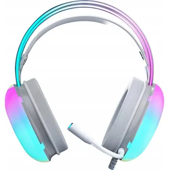 Sluchátka DRÁTOVÁ SLUCHÁTKA 7.1 RGB LED RŮŽOVÁ PRŮHLEDNÁ HERNÍ USB S MIKROFONEM