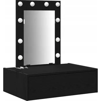 Toaletní stolek Černá toaletní stolek se zrcadlem, rozměr 60 x 40 x 70 cm, materiál na bázi dřeva