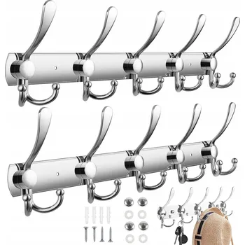 Věšák VĚŠÁK NA OBLEČENÍ NA ZEĎ STŘÍBRNÝ 2 KS ODOLNÁ ZINKOVÁ SLITINA ELEGANTNÍ VZHLED