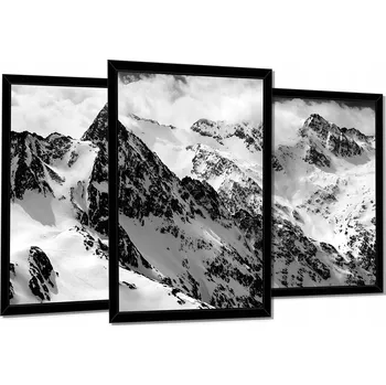 Obraz 3 OBRAZY V ČERNÉM RÁMU PLAKÁTY NA ZEĎ HORY