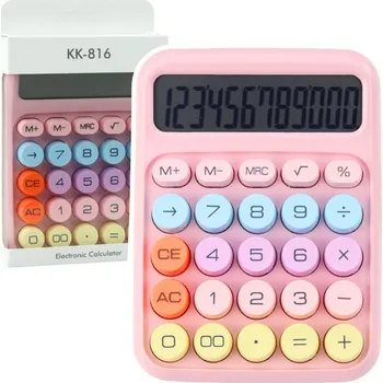 Kalkulačka Školní kalkulačka Kancelářská Na Baterie 12-Místná KK-816 Růžová