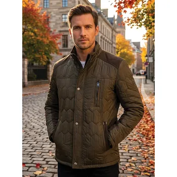 Pánská prošívaná bunda tmavě zelená, VELIKOST M