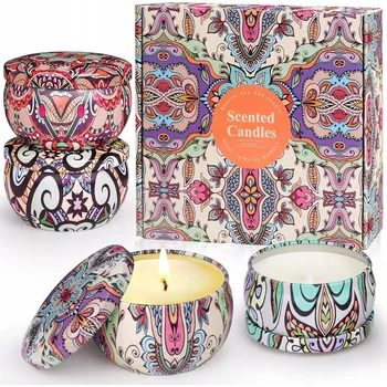 Svíčka VOŇAVÉ SOJOVÉ SVÍČKY PŘÍRODNÍ DÁRKOVÁ SADA 4 KUSY