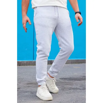 Trendyol Pánské Šedá Běžný / Normální Fit Elastické Šněrovací Vnitřní Fleecové Tepláky Trendyol šedá 2311084