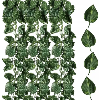 umělá květina UMĚLÝ BŘEČŤAN NA NÁSTĚNNOU A BALKONOVOU GIRLANDU UMĚLÉ LISTY x 12 ks 27,5 m