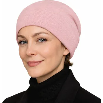 Čepice Fiebig - Headwear since 1903 Dámská kašmírová čepice růžová – vzadu seskládaná Velikost: Unisize (S-XL)