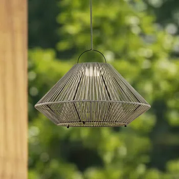 Venkovní osvětlení Lindby LED solární závěsná lampa Austas, šedá, Ø 50 cm, USB, IP54 - Držák – Ø 11,2 cm, výška 1,9 cm šedá, černá 1 x 2,7 W LED - Doprava zdarma