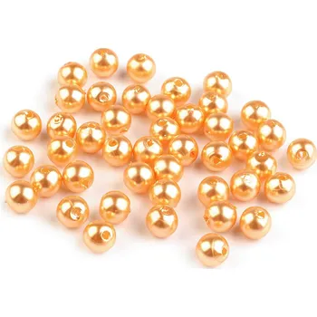 Dětské navlékací korálky Plastové voskové korálky / perly Glance Ø6 mm, střední, F15 zlatá