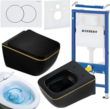 Klozet BPS-koupelny Podomítkový modul Geberit DuoFix s WC mísou YU-MTB-GL-TR-03 + ovládací tlačítko Delta 01 bílá