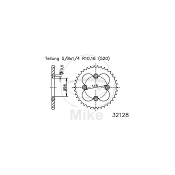 Řetězová sada pro motocykl Řetězová rozeta JMT 32128 42 zubů, 520 černý