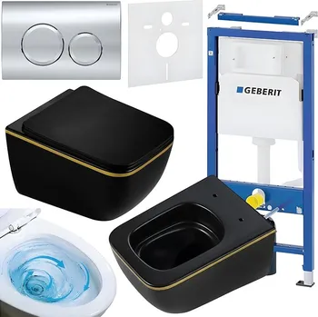 Klozet BPS-koupelny Podomítkový modul Geberit DuoFix s WC mísou YU-MTB-GL-TR-03 + ovládací tlačítko Delta 20 chrom