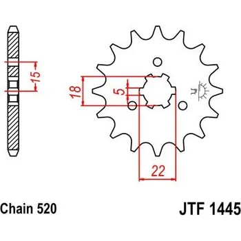Řetězová sada pro motocykl Řetězové kolečko JT JTF 1445-14 14 zubů, 520