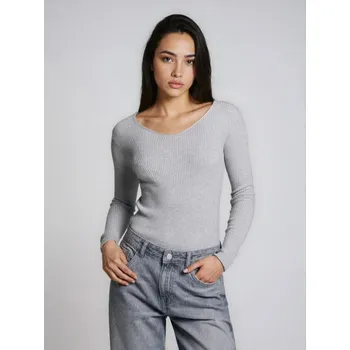 Dámský svetr Sinsay - Žebrovaný pletený svetr - šedá - 663GZ-09M - 663GZ-09M-XXL