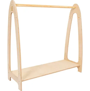 Věšák MeowBaby Obloukový dětský stojan na oblečení - Large (přírodní dřevo)