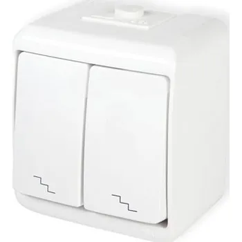 vypínač Schodišťový vypínač Karlik Junior dvojitý klasický bílý IP54