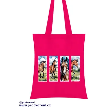 Taška s potiskem Textilní taška, KONĚ mix 1, 41x37cm, mix barev, 1 ks Vyberte si barvu ZDE:: růžová