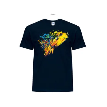 Pánské tričko panske_levne_tricko_potisk_zluty_papousek Barva: Navy - tmavě modrá, velikost: XXL