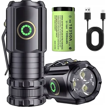 Svítilna Mini Svítilna Výkonná Dobíjecí Ruční s Klipem XHP35 18650 USB-C 5000LM LED