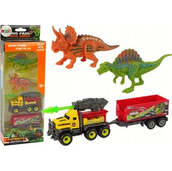 Figurka Dinosauři Sada Auto Raketa s Návěsem Žlutá