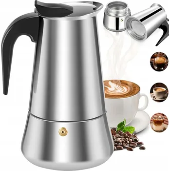 Příprava kávy Moka konvička na espresso pro indukci a plyn, nerezová ocel, 450 ml