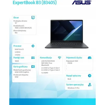 Notebook Notebook Asus ExpertBook B3405CVA 14" Intel Core i5 16 GB / 512 GB šedý