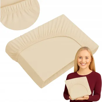 Prostěradlo Prostěradlo s gumou 180x200 cm jersey 100% Bavlna česká kvalita béžové