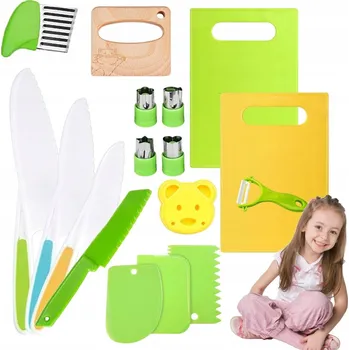 Kuchyňský nůž SADA NOŽŮ PRO DĚTI EDUKAČNÍ KUCHYŇSKÉ HRAČKY PŘÍSLUŠENSTVÍ 17 KS