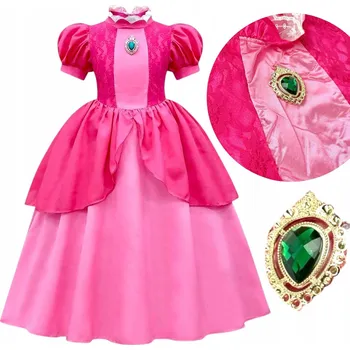 Karnevalový kostým Kostým Broskvová Princezna pro Dívku Medailon Růžové Šaty Cosplay 110