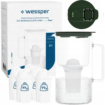Filtrace vody Filtrační konvice Wessper D4 Borosilicate Mini FutureFlow 2 l zelená