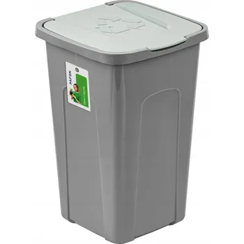 Odpadkový koš Šedý koš 50L se zeleným víkem na třídění odpadu