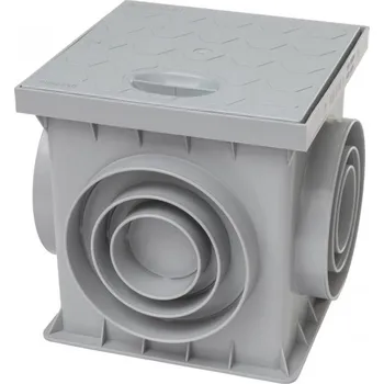 Kanalizační potrubí Covernit Dvorní vpusť s plným víkem Šedá 250 x 250 x 250 mm
