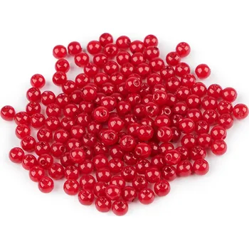 Dětské navlékací korálky Plastové voskové korálky / perly Glance Ø6 mm, střední, F40 červená tmavá