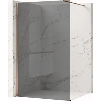 Bezrámová sprchová zástěna REA FLEXI BRUSH COPPER 80 cm, měď kartáčovaná/šedá kouřová - bez vaničky