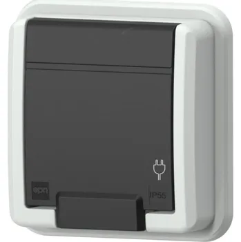 Elektrická zásuvka AQUANT 2K zásuvka pod omítku jednoduchá s uzemněním 2P+Z IP55 - šedá barva