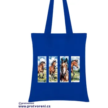 Taška s potiskem Textilní taška, KONĚ mix 1, 41x37cm, mix barev, 1 ks Vyberte si barvu ZDE:: modrá