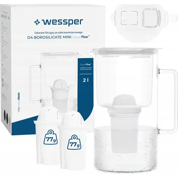 Filtrační konvice Filtrační konvice skleněná Wessper D4 BOROSILICATE MINI FF WH + 3x filtr